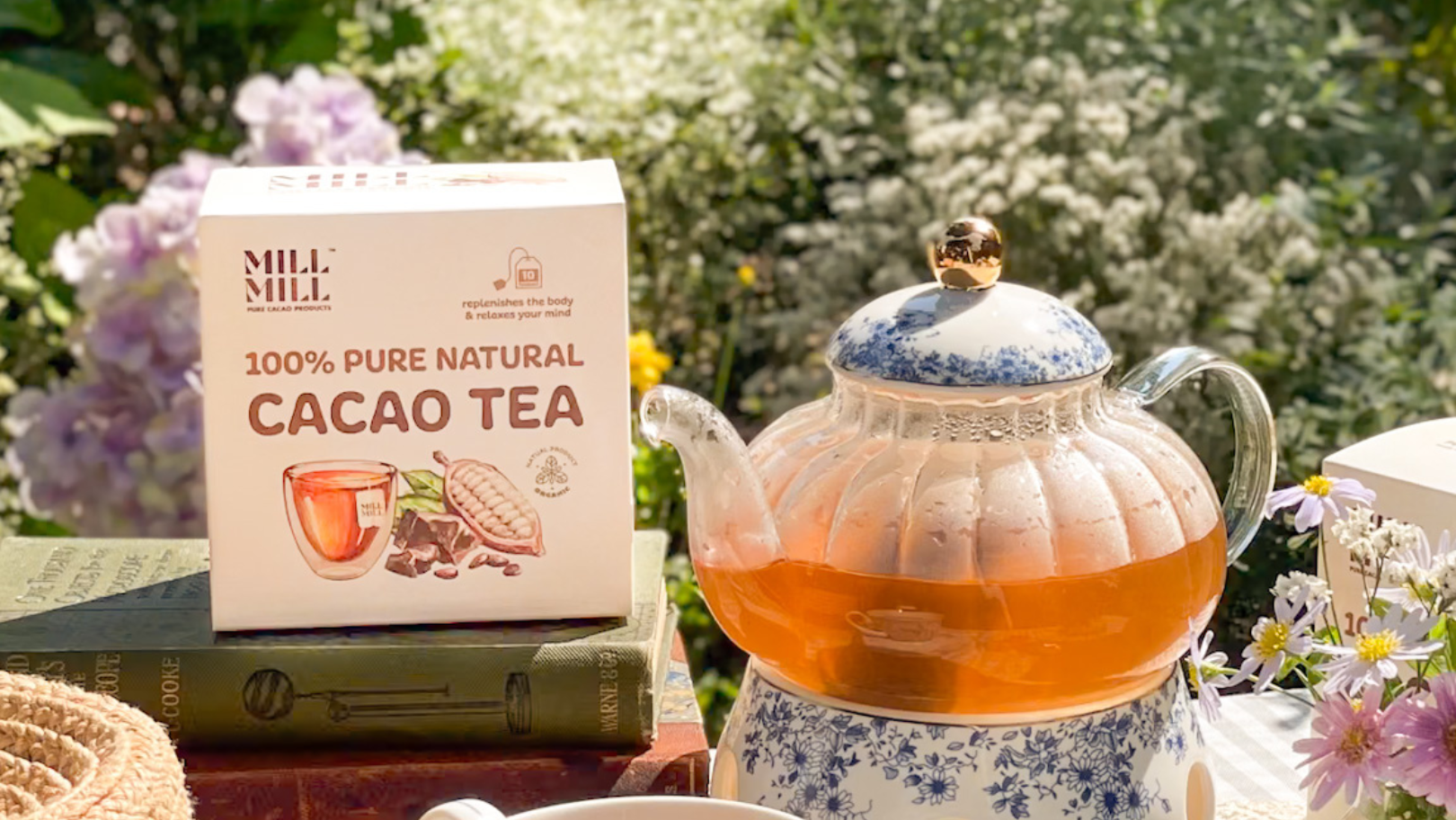 ชาคาเคาบริสุทธิ์ Original เต็มเมล็ด ปราศจากคาเฟอีน Mill Mill Pure Cacao Tea