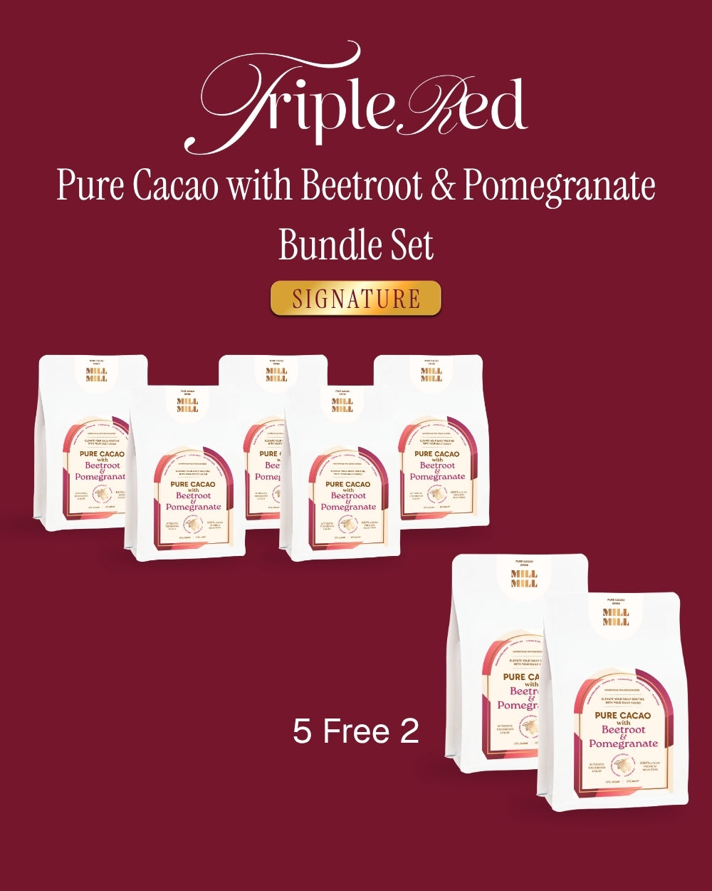 Triple Red: Set 5 free 2 Pure Cacao with Beetroot & Pomegranate